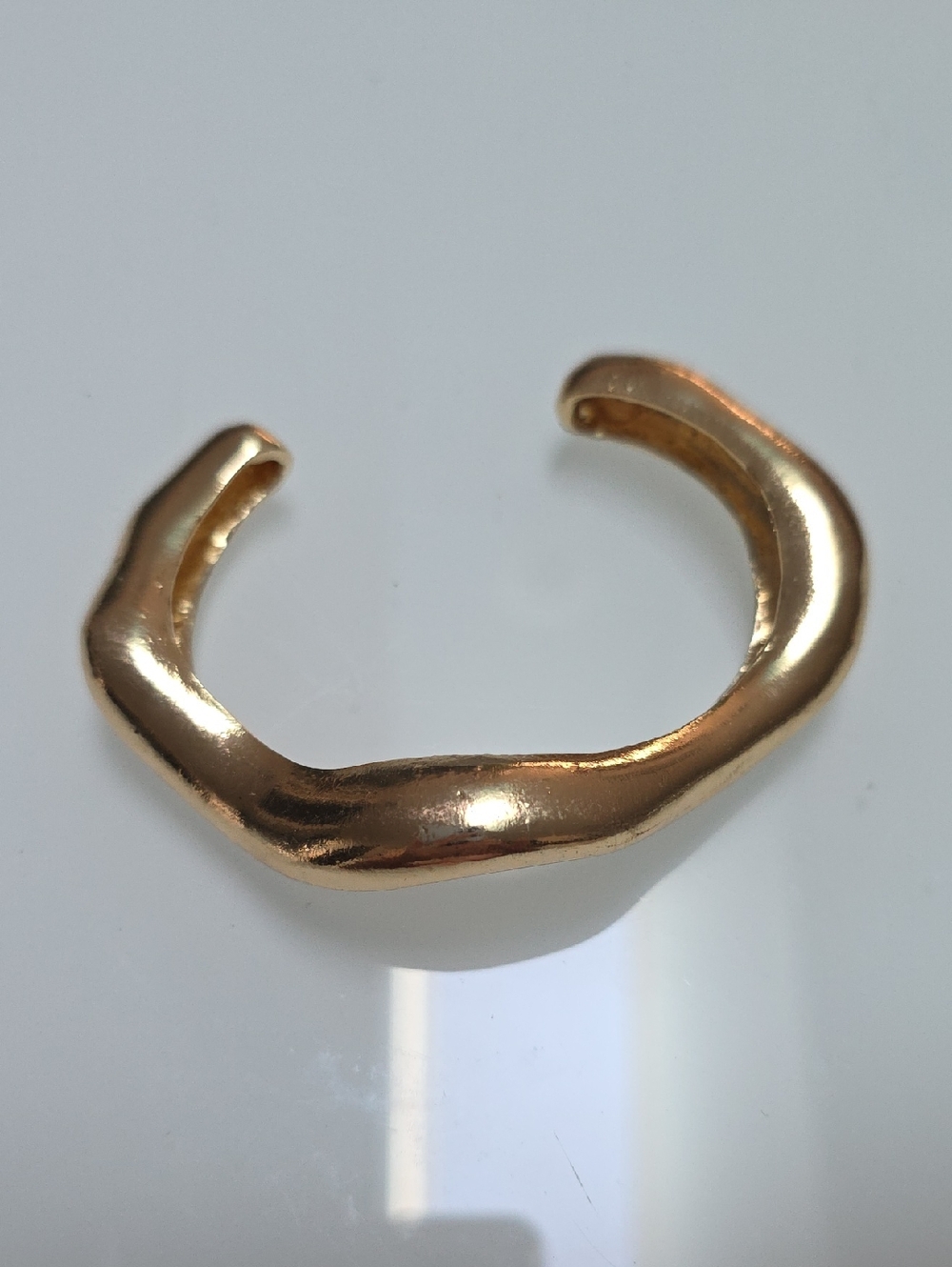 Shiny Gold Sculpted Open Cuff Bracelet